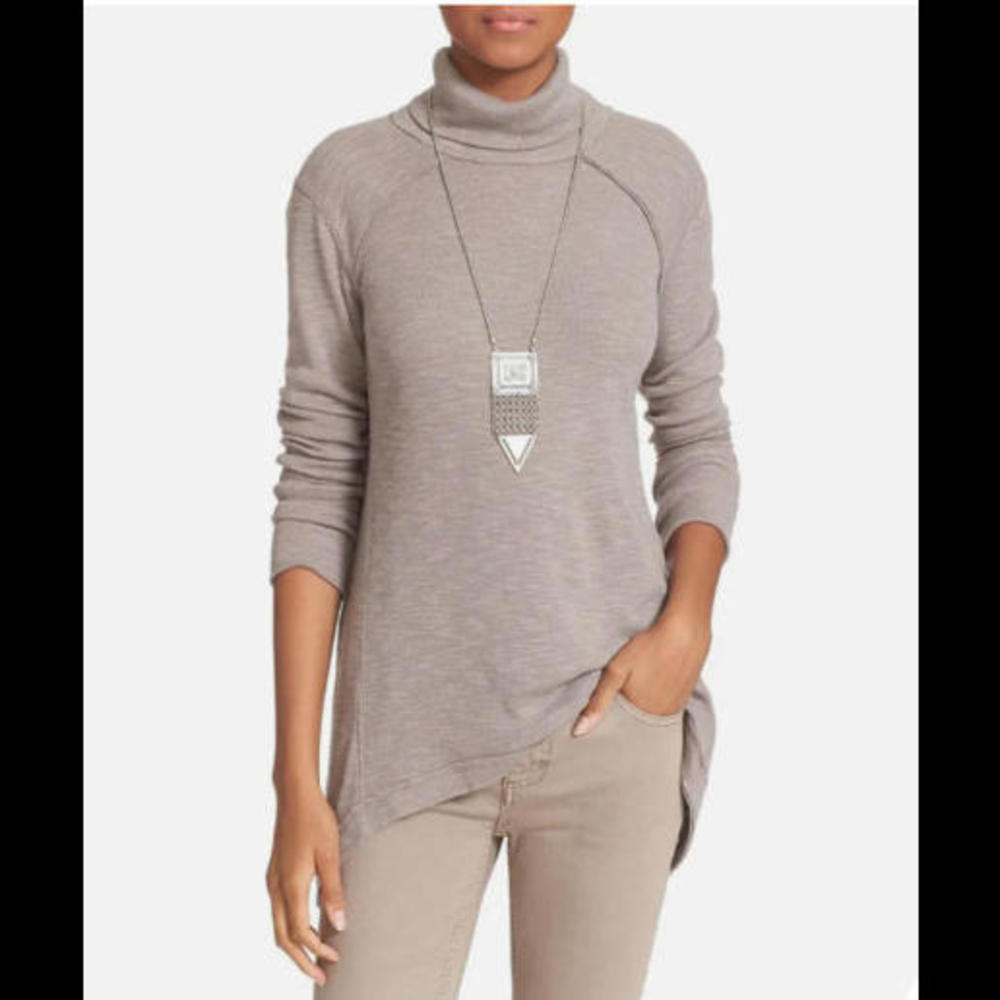 Free People We The Free  Sweater Turtleneck Top Gray Size XS Light Green.